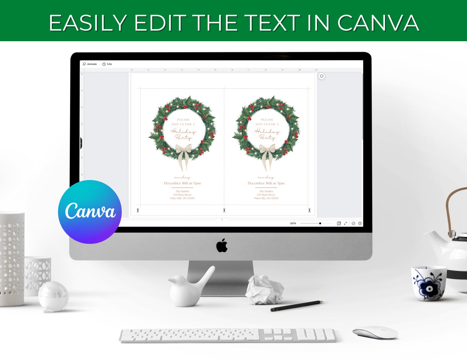 Printable Holiday Party Invitation Template Editable Etsy