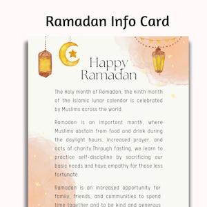 Ramadan Info Card: Ramadan Greeting Card (Digital Template) Iftar Tray Card