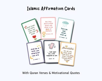 Islamic Affirmation Cards – Quran Verses & Islamic Quotes – Mindful Muslim Gift for teens