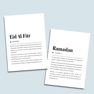 Definizione semplice Ramadan e Eid Info Card, Ramadan e Eid Greeting Card, Card 5 x 7 pollici, Iftar Tray Card, Ramadan e Eid Notice Card