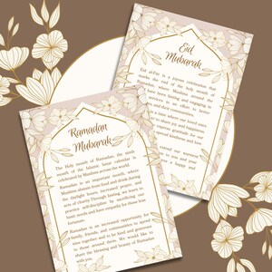 Elegancka karta informacyjna o Ramadanie i Eid, karty z pozdrowieniami Eid, karta 5 x 7 cali, karta Ramadan i Eid Mubarak, karta informacyjna o Ramadanie i Eid
