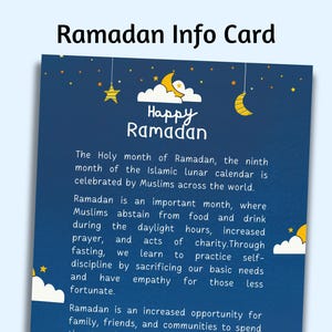 Ramadan Info Karte zum selbst ausdrucken | Iftar-Tablett-Karte für Freunde & Nachbarn | Glückliche Ramadan-Karte | Sofort Download