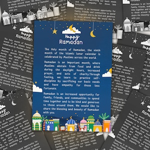 Karta informacyjna Ramadanu, karty z pozdrowieniami Ramadanu, karta 5 x 7 cali, karta taca Iftar, karta informacyjna Ramadanu