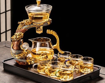 Xianglong glass semi-automatic tea set | Creative Kung Fu tea set | Magnetic tea making artifact | Tea party tea set | Afternoon tea tea set