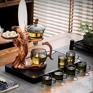 Simple glass automatic tea set | Kung Fu tea making artifact | Creative magnetic tea set | Tea party tea set | Afternoon tea tea set