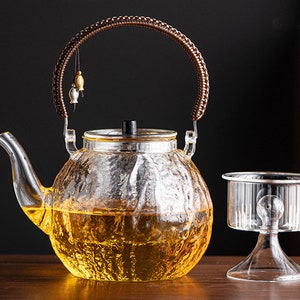 Teapot|Steamer|Glass Teapot|High Temperature Open Flame Boiling Tea Set|Mother's Day Gift|Flower Tea Pot