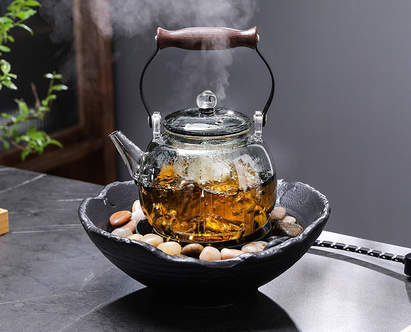 Modern Glass Tea Kettle With Electric Temperature Control Stove 13.5 Stove  Top Teapot Dining Decor Housewarming Gift 