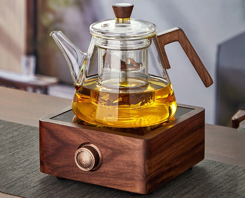 Borosilicate Glass Teapot with Tea Strainer Hand Blowing Loose Leaf Tea Clear Tea Kettle Tea Pot Stovetop 800ml, Size: Multi