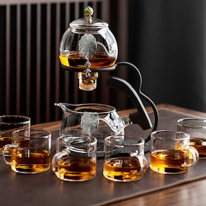 Yunlong semi-automatic tea set|Kungfu lazy tea set|Household glass simple magnetic suction brewing teapot|Personalized gift