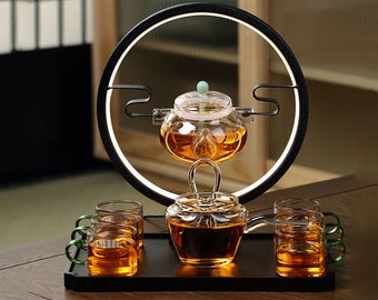 Lazy Glass Creative Tea Set | Transparent Retro Kung Fu Tea Brewer | Automatic Tea Brewing Tea Set | Customized Gifts