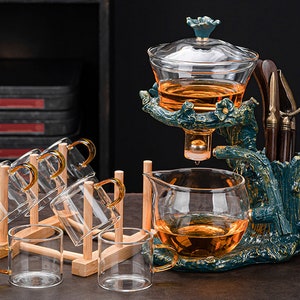 Creative Glass Automatic Tea Set | Home Magnetic Automatic Tea Set | Small Kung Fu Tea Set | Tea Artifact | Tea Party Tea Set