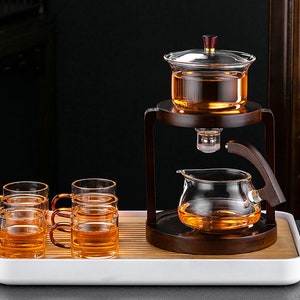 Kung Fu Tea Set|Automatic Tea Set|Automatic Induction Tea Brewing Set|Glass Teapot|Tea Cups|Customized Gifts