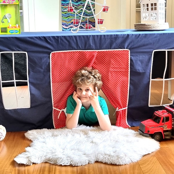 tafelkleed speelhuisje | droomtent speelhuis voor kinderen 3 meter - 2,40 meter | waldorfspeelgoed | kinderdecor | kinderspeelkamerinrichting |