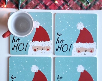 Set di sottobicchieri natalizi di Babbo Natale - Sottobicchieri per bevande festive per il caffè