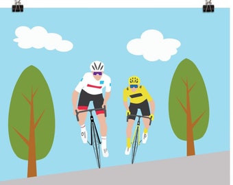 Jonas Vingegaard Tadej Pogačar Fightiing | Tour De France 2022 | Magic moment | Art Print