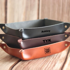 Leather Valet Tray, Personalized Gifts, Gift for Him, Gift for Her, Leather Gift, Custom Gift, Valentine&#39;s Day Gift, Valet Tray For Men