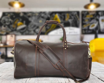 Personalized Leather Duffle Bag Christmas Gift Groomsmen Gifts