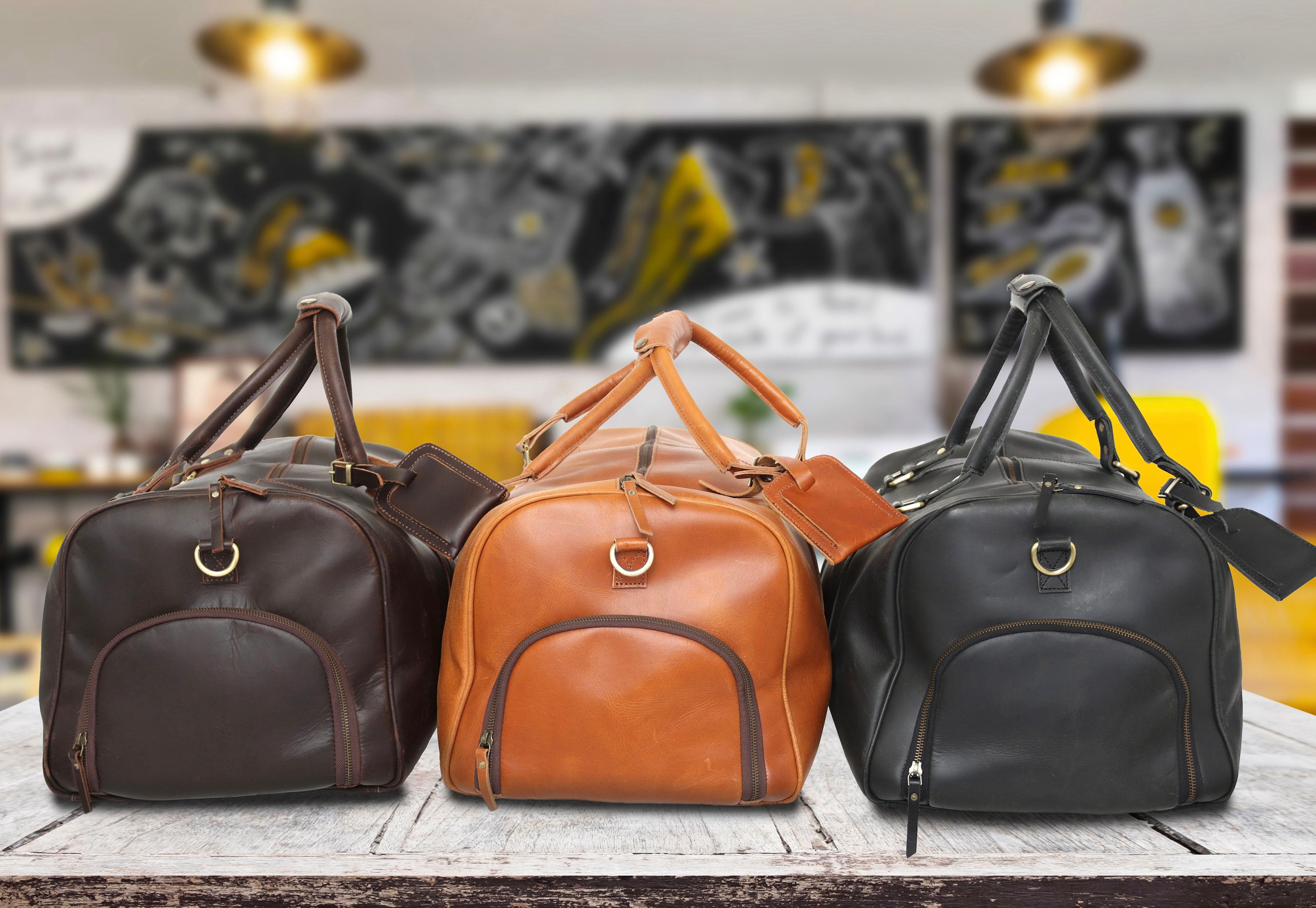 Monogrammed leather duffle bags online