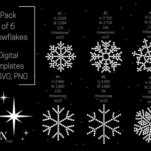 Snowflakes Bundle | Rhinestone Snowflakes | ss10 | christmas | winter design | svg | snow | Christmas ornaments | snowflake