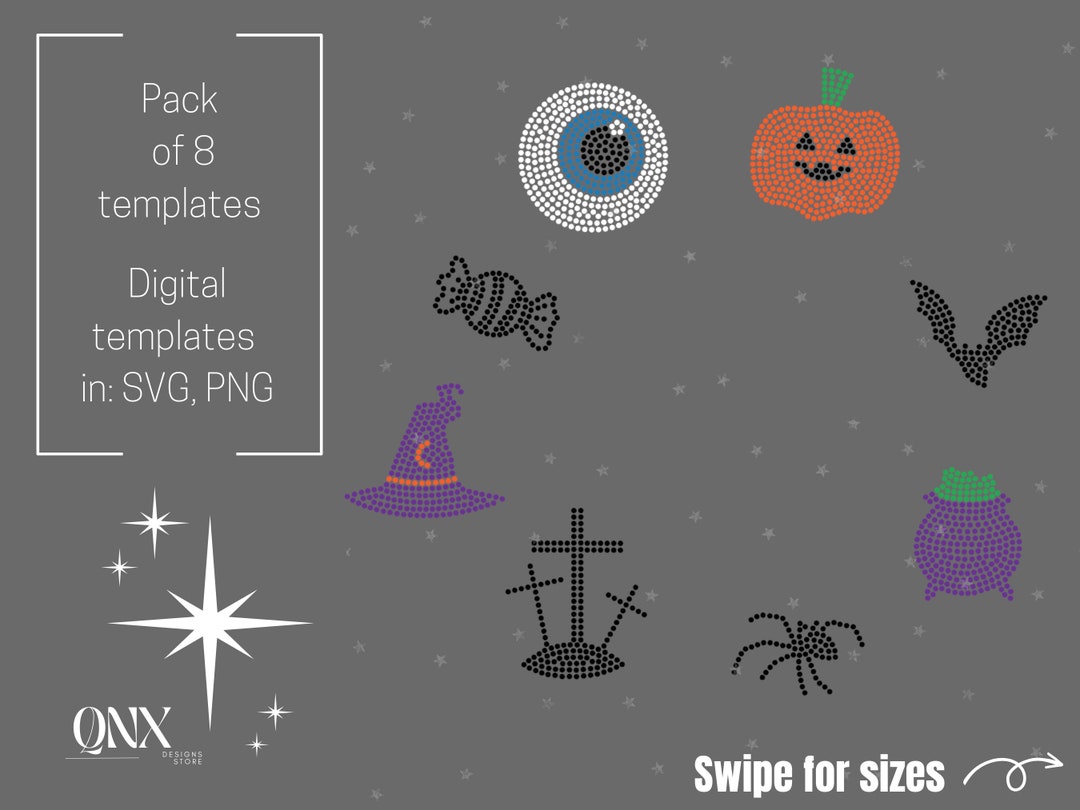 Halloween Rhinestone Mini Designs Pack #1 - Etsy