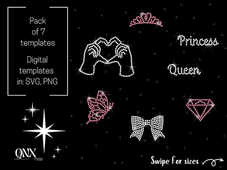 Princess Rhinestone Svg Girly Rhinestone Designs Bundle | Ss6 SVG, PNG (digital) - Etsy