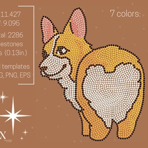 Corgi ss10, rhinestone template, digital download, cute dog design, rhinestone svg design, digital design svg