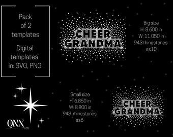 Cheer Grandma template rhinestone digital download, Cheer design, Cheerleader rhinestone svg design, digital design svg