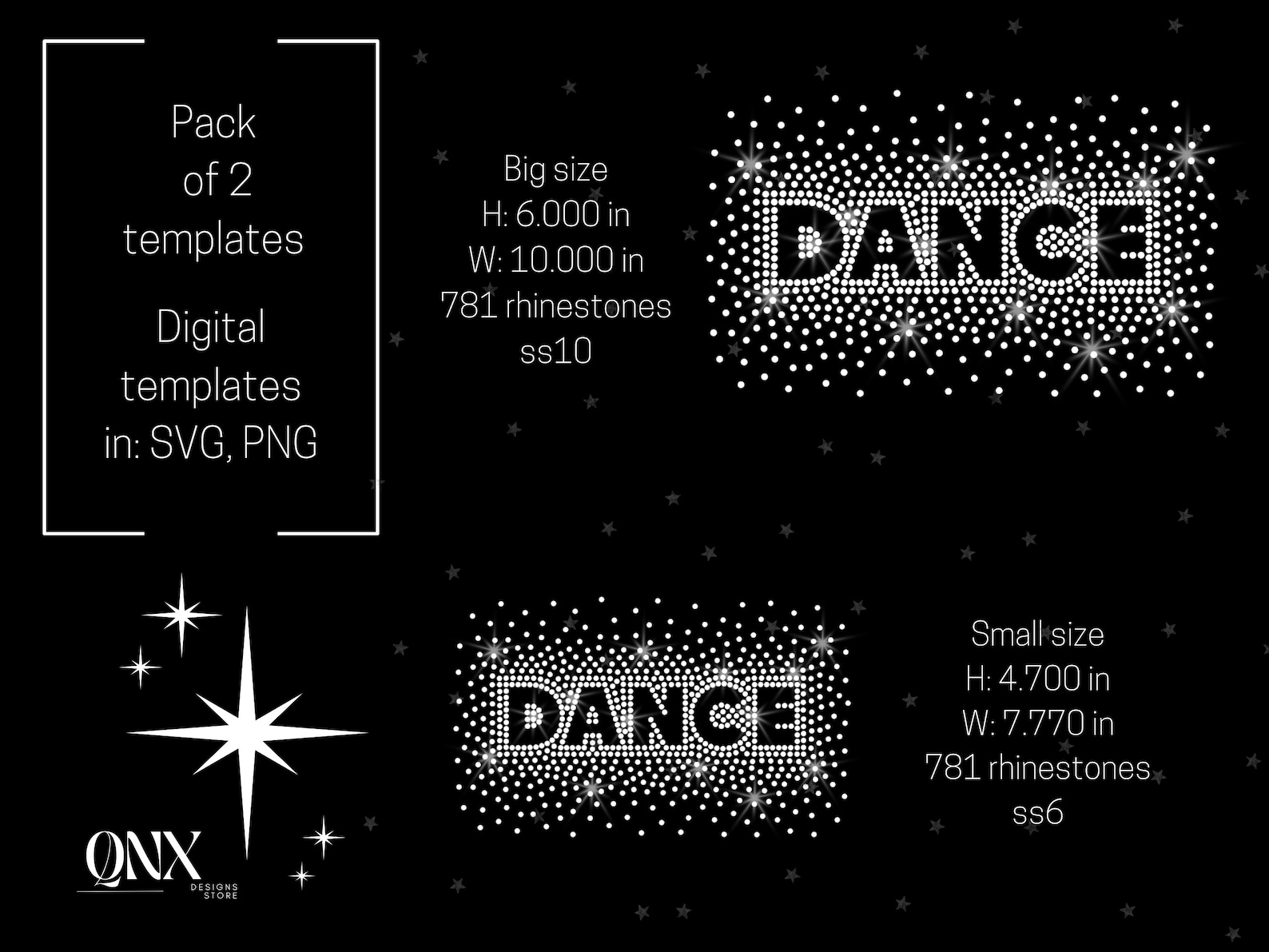 Dance Rhinestone Template Digital Download, Cheer Dance Scatter Design ...