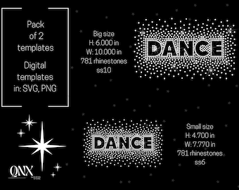 Dance rhinestone template digital download, Cheer Dance scatter design