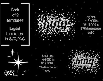 King Rhinestone Template, Scatter Design SVG, PNG, EPS (Digital Download)