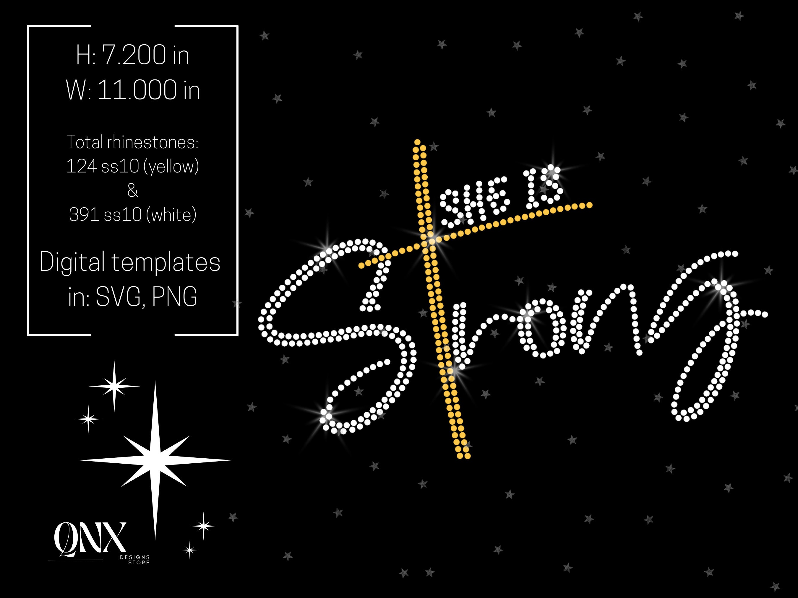 She is Strong Rhinestone Template | Rhinestone Template for Ss10 Stones ...