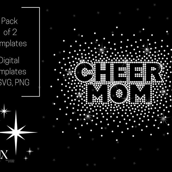 Cheer Mom Scatter Rhinestone Design - Two sizes included