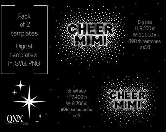 Cheer Mimi template rhinestone digital download, Cheer design, Cheer Mom, Cheerleader rhinestone svg design, digital design svg