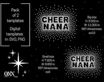 Cheer Nana template rhinestone digital download, Cheer design, Cheerleader rhinestone svg design, digital design svg
