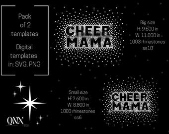 Cheer Mama Rhinestone Template, SVG PNG (Digital Download)