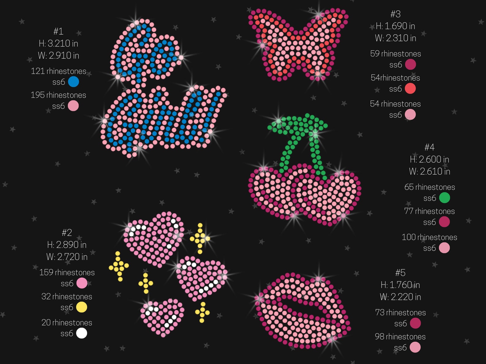 Cute Rhinestone Designs Bundle | Rhinestone Hearts | Cherrys ...