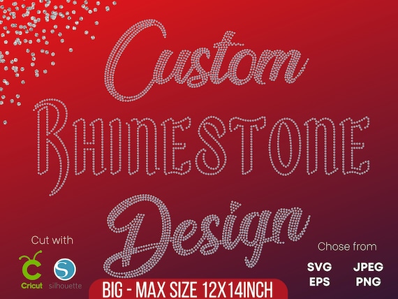 Custom Rhinestone Design | Max Workspace 12x14 BIG | Rhinestone Template | Rhinestone Svg | Bling File | Customized rhinestone template