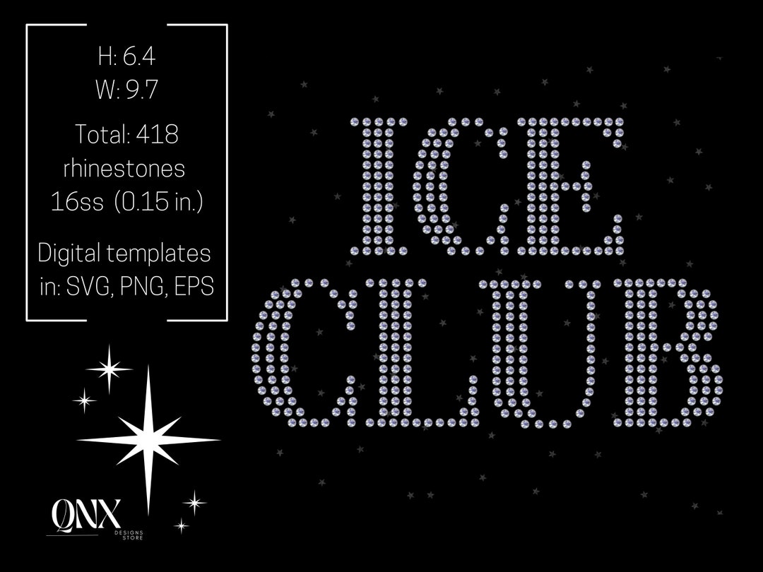 Ice Club Rhinestone Template Ss16, Rhinestone Svg, Rhinestones Instant ...