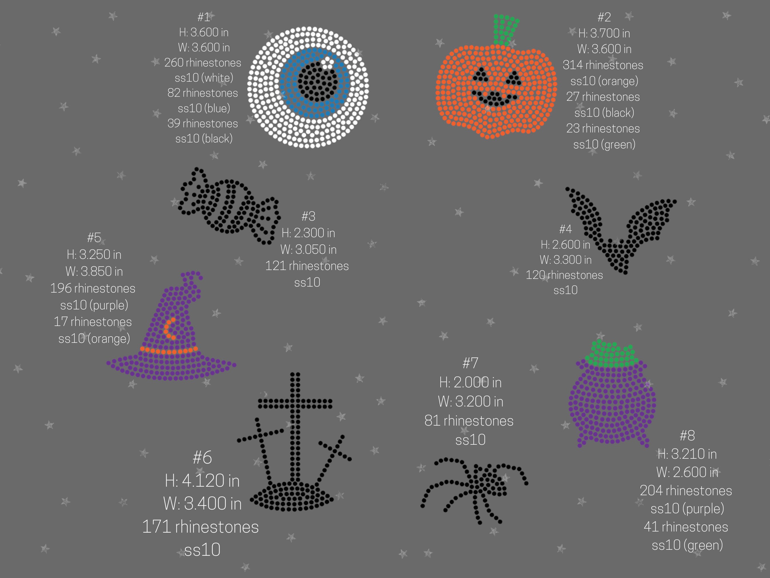 Halloween Rhinestone Mini Designs Pack #1 - Etsy