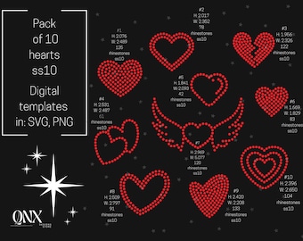 Heart Rhinestone Template | SS10 SVG Bundle (Digital Download)