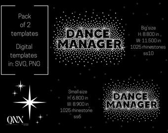 Dance Manager template rhinestone digital download, Cheer design, Cheerleader rhinestone svg design, digital design svg