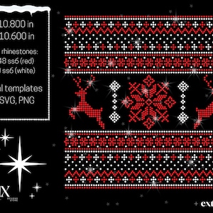 Maglione di Natale Svg / ss6 / Modello Strass Jingle Bell Maglione