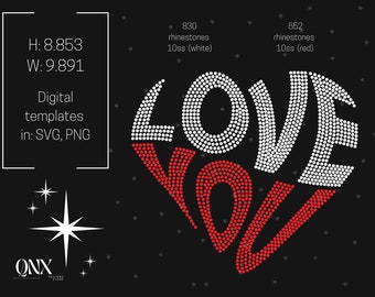 Love Rhinestone Template for SS10 Rhinestones | SVG, PNG (Digital Download)