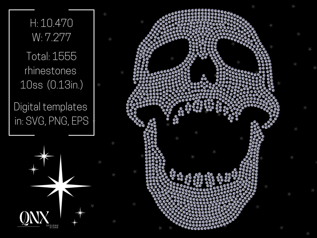 Skull Rhinestone Template Ss10, Y2k Svg Digital Download, Rhinestone ...