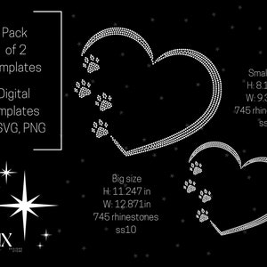 Hart-svg | Strass Hart Poten Sjabloon | ss10 | Bundel | Hondenliefde ontwerp | svg | Hart bling | Poten strass