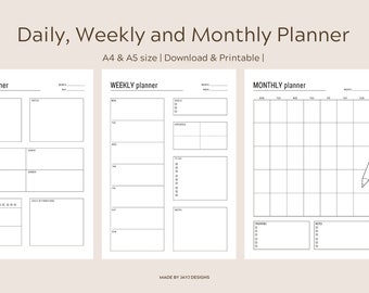 Monthly Planner PDF A4 & A5 Digital Download Printable - Etsy