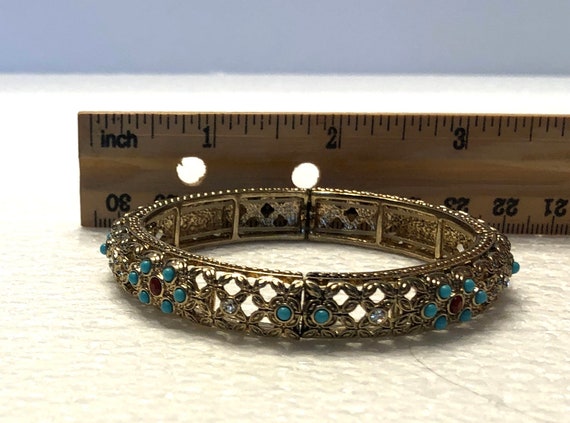 Vintage Graziano CN Bracelet Goldtone with Faux t… - image 4