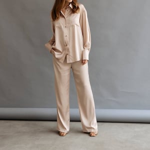 100% Silk Suit Silk suit silk blouse silk trousers pants milk silk costume casual woman clothes silk shirt daily clothes