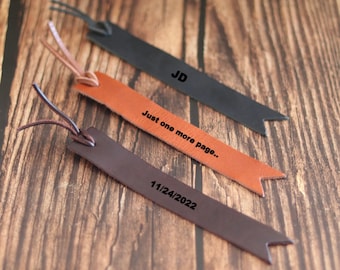Personalized Leather Bookmark, Custom Anniversary Gift