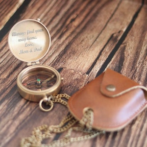 Personalized Brass Compass, Personalized Gifts, Gift for Him, Gift for Her, Leather Gift, Custom Gift, Fathers Day Gift, Mothers Day Gift